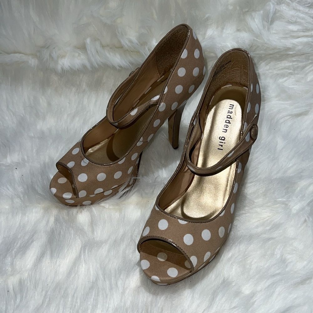 Madden Girl "Lyon" Polka Dot‎ Peep Toe Pumps. Size 8.5.  B72 - Picture 3 of 11